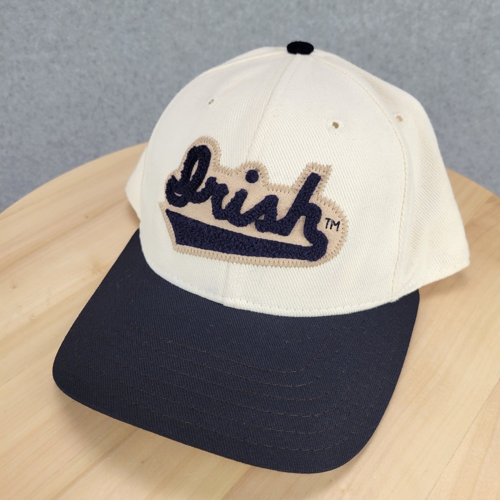 Pro-Line Notre Dame Fighting Irish Hat Mens OSFM Cream Navy Snapback Vintage USA